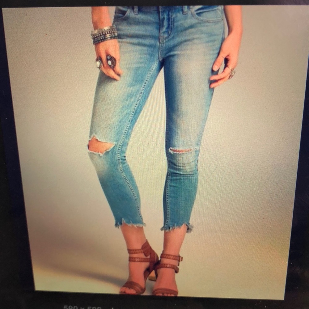 Free People Destryoed Ankle Cut-Off Jeans